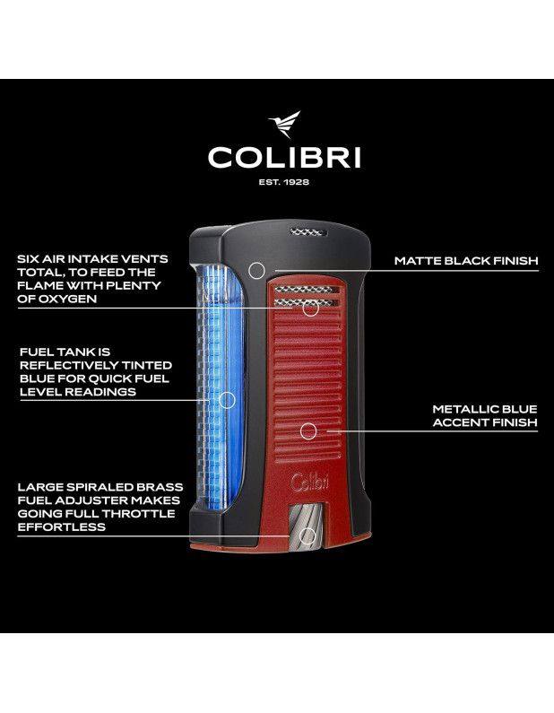 COLIBRI DAYTONA LIGHTER SINGLE JET-BLACK+RED