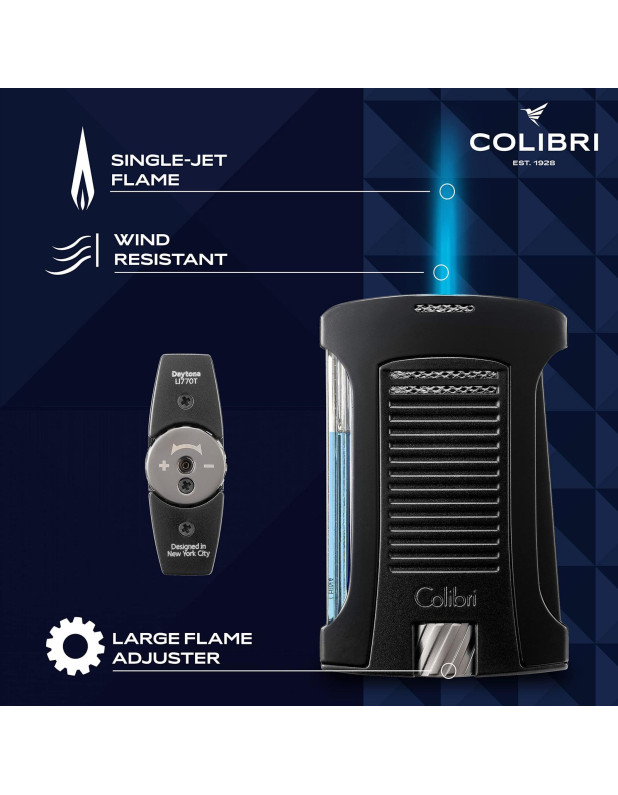 COLIBRI DAYTONA LIGHTER SINGLE JET-BLACK+BLACK 