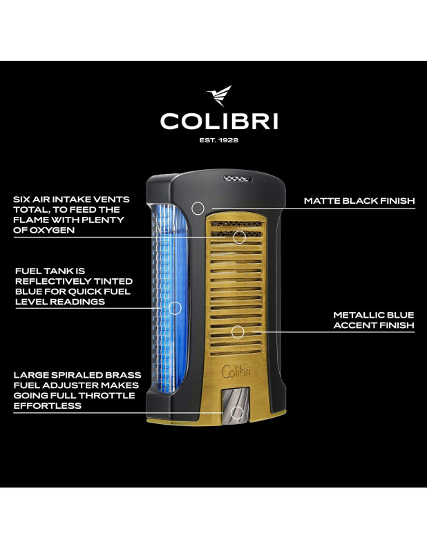 COLIBRI DAYTONA LIGHTER SINGLE JET-BLACK+GOLD