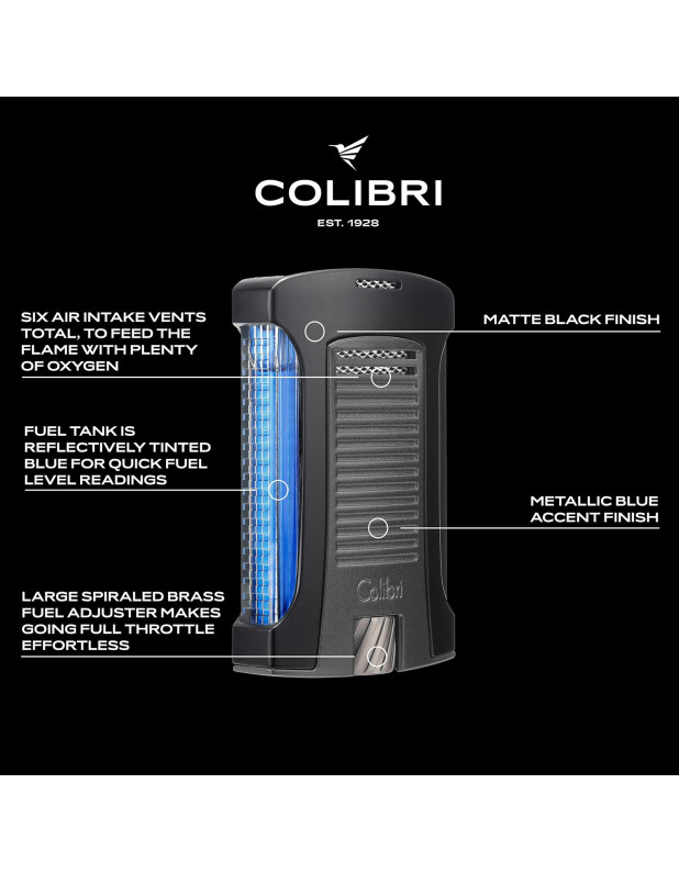 COLIBRI DAYTONA LIGHTER SINGLE JET-BLACK+CHARCOAL