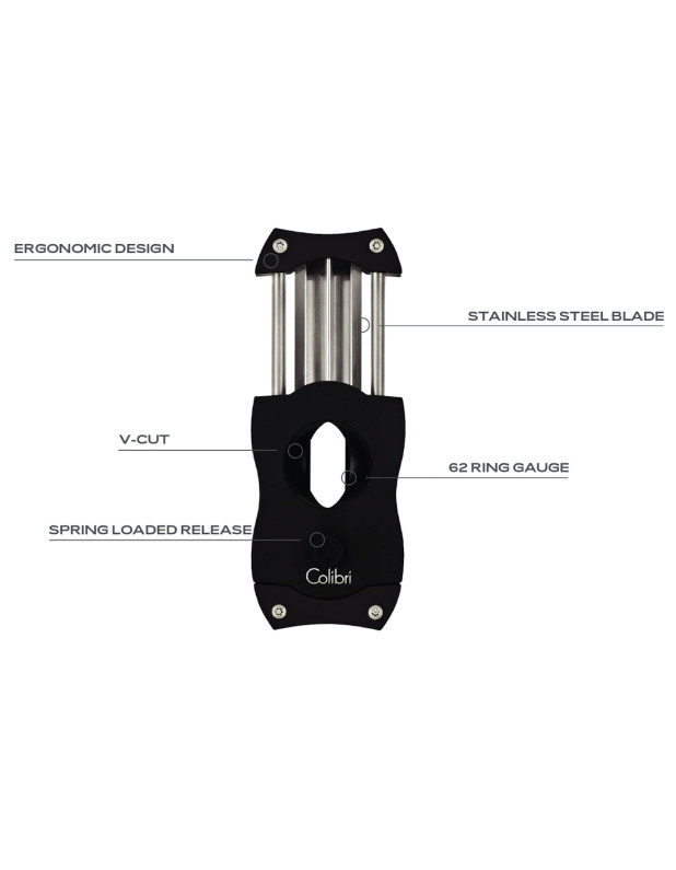 Colibri V-shaped cut Stainless Steel cigar cutter Black and Black 