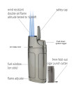 Elx double-jet flame wind resistant Lighter Gunmetal  