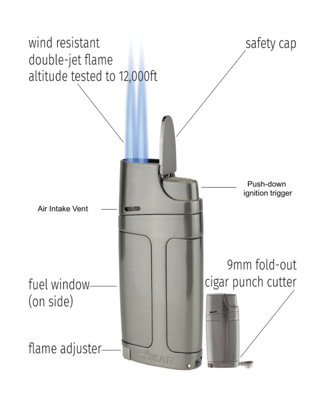 Elx double-jet flame wind resistant Lighter Gunmetal  